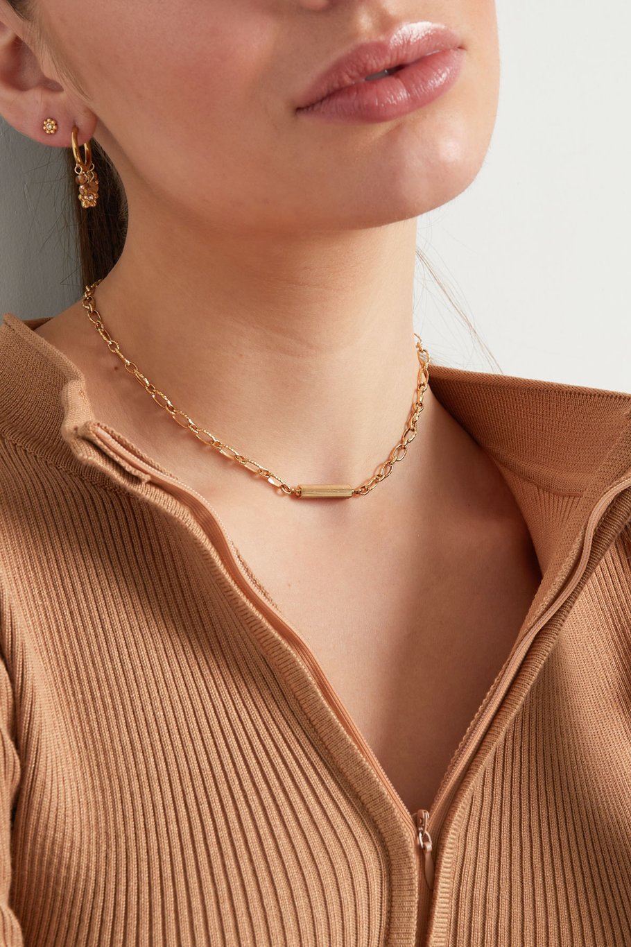 Link chain with charm Gold Color Stainless Steel Picture3
